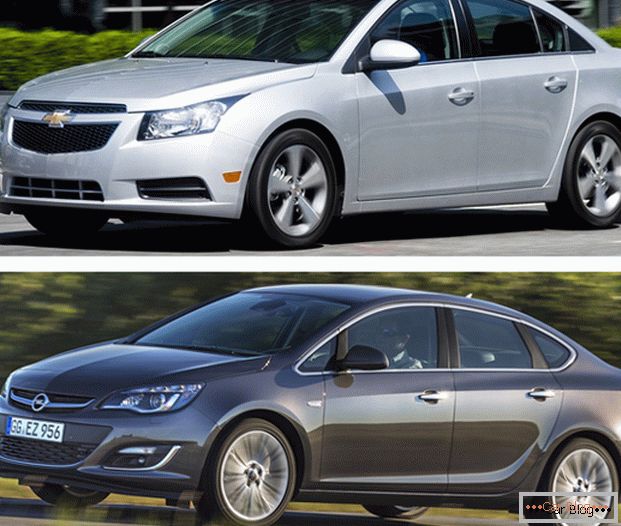 Autos Chevrolet Cruze oder Opel Astra sind langjährige Konkurrenten auf dem Automobilmarkt