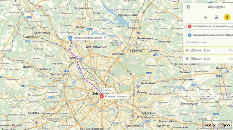 wie man mit dem Auto eine Route durch Yandex-Karten erstellt