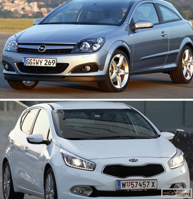 Vergleich der Autos Opel Astra GTC und Kia Sid GT