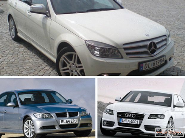 Vergleich des Mercedes C 180 mit BMW 3 und Audi A4
