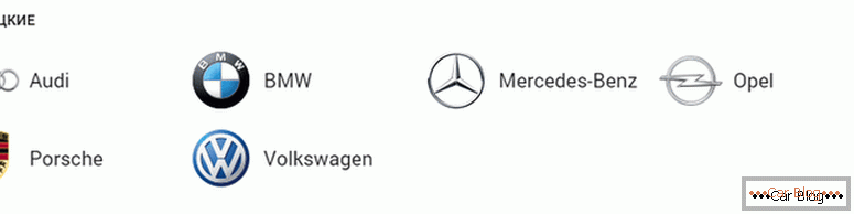 Wie deutsche Automarken mit Abzeichen und Namen aussehen